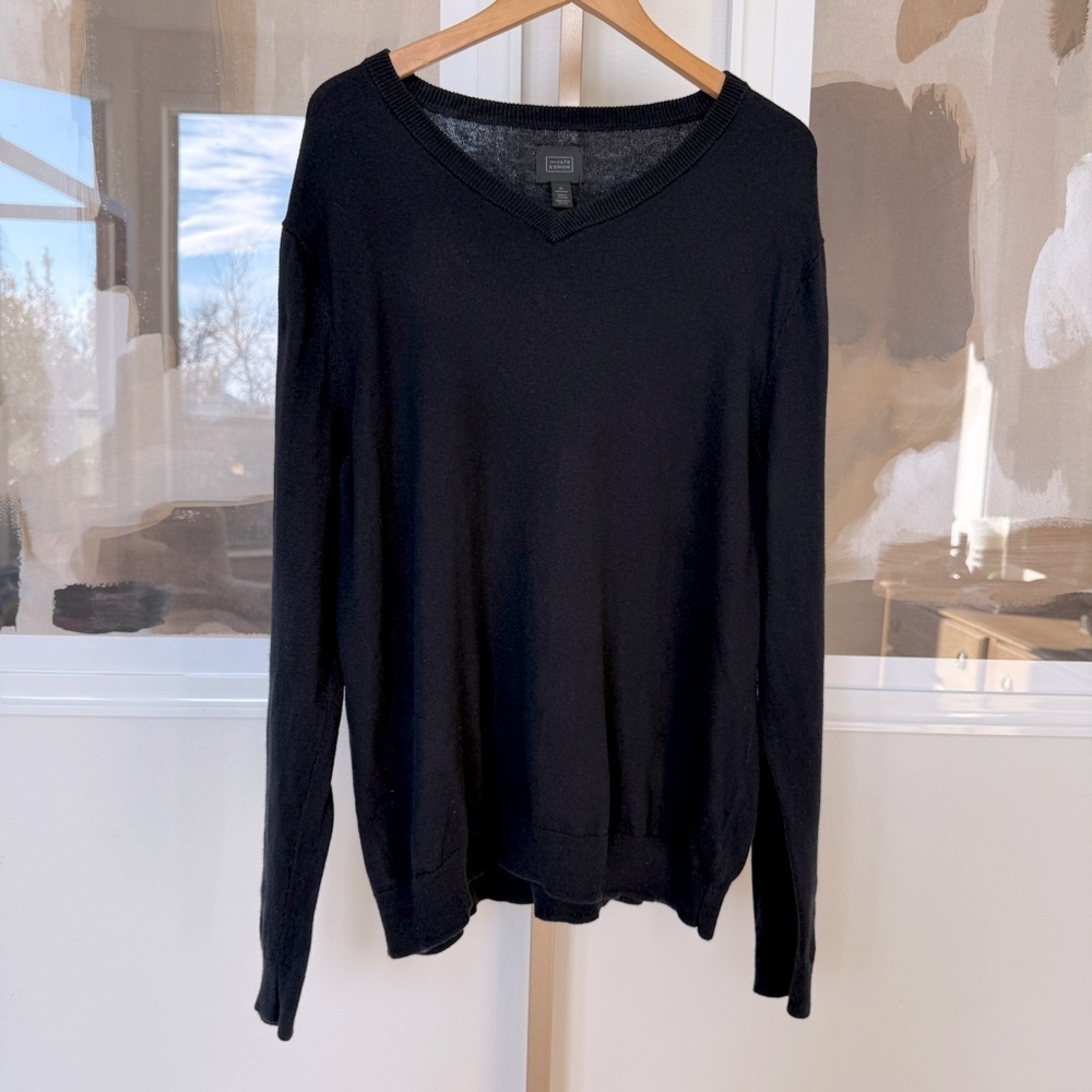 14th & Union Men’s XL Black V-Neck Pullover Sweater Long Sleeve Cashmere Blend